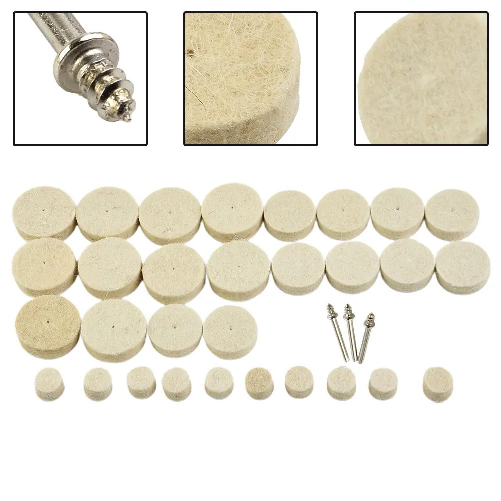 33Pcs Wool Felt Abrasive Buffing Wheel Grinding Sanding Head 3mm Shank For Drill Rotary Tool Accessories Polishing Brush