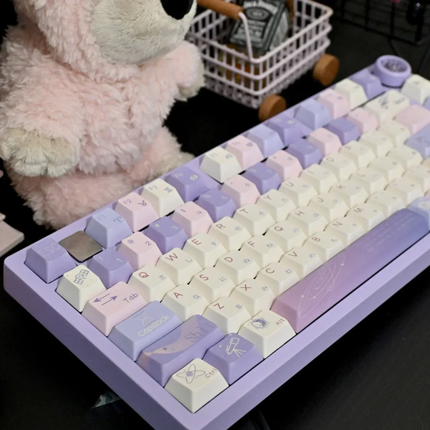 133 Keys Cherry Keycaps PBT Thermosublimation Girls Purple Dreams for 60/64/84/98/108 Gaming Mechanical Keyboard MX Switch