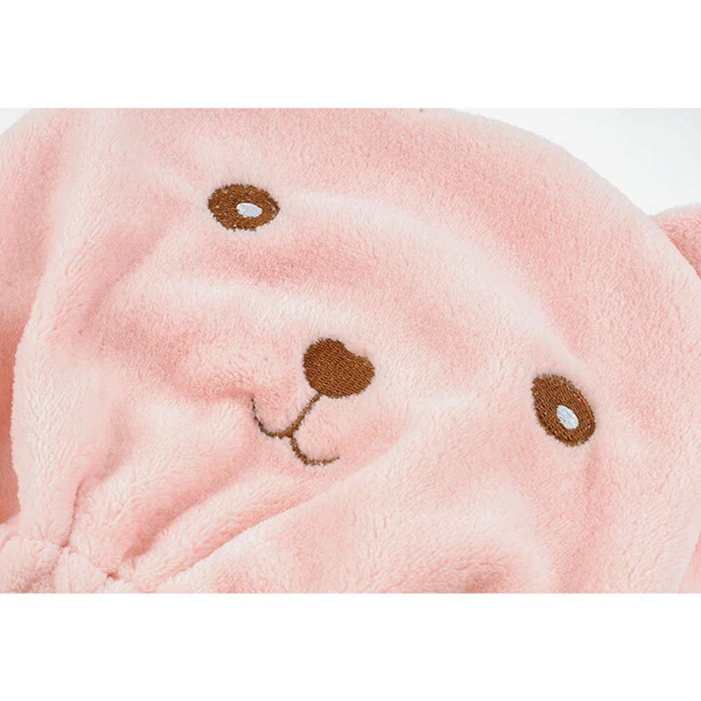 لطيف الحيوان الكرتون الشعر الجاف قبعة قبعة مرنة التجفيف السريع منشفة الاستحمام للنساء الوردي الكرتون قبعة الشعر الجاف #2