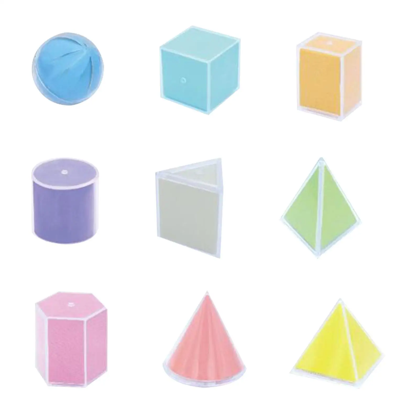 3D Shapes Geometric Solids,Geometric Shapes Blocks Set,Montessori Learning Toys,Math Toys,3D Shapes Geometric for Kids Babies