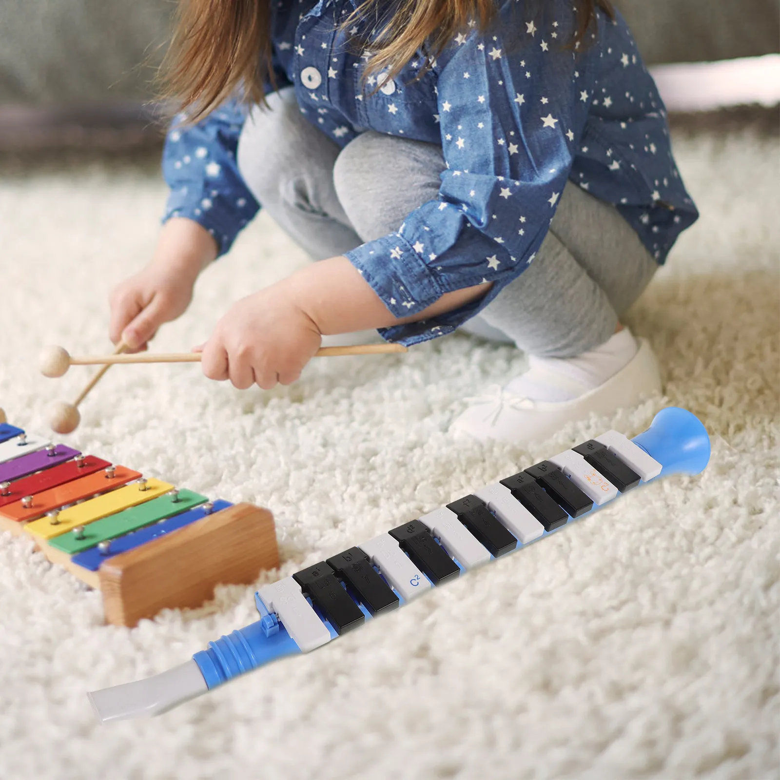 13-Note Melodica Harmonicas Plastic Musical Instrument for Kids Beginners Early Music Learning Portable Education
