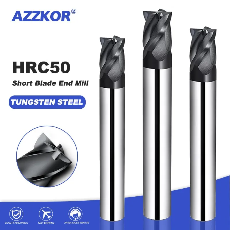 Coarse Violent Short-edged Stainless Steel Cnc Maching Fast-Feed Endmill AZZKOR Milling Cutter Kit Milling Machine Tools