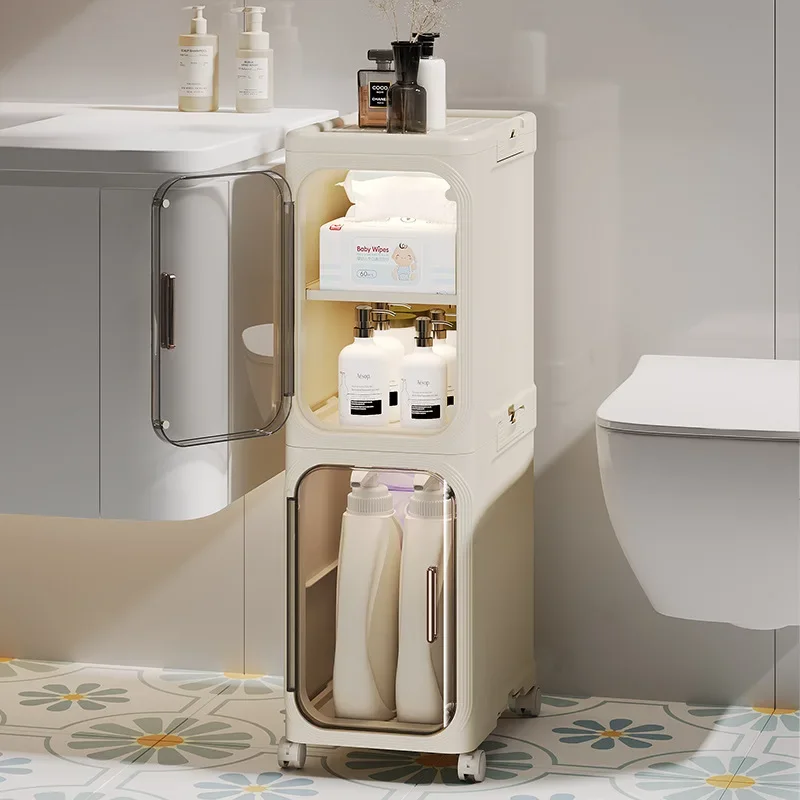 

Large Capacity Sewing Storage Cabinet Foldable with Wheels Sewing Cabinet Kitchen Miscellaneous Items Bathroom Narrow Storage