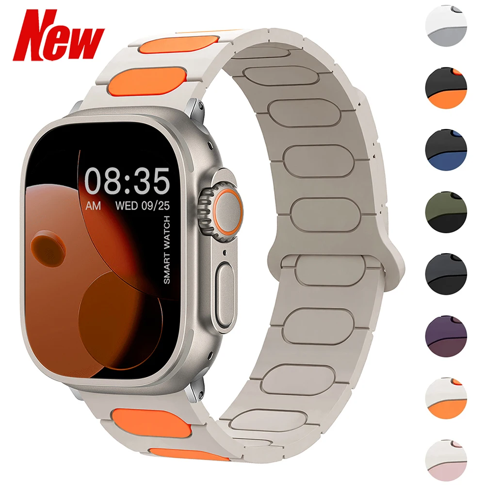 Silikon-Magnetarmband für Apple Watch Armband Ultra 3 2 1 49 mm 11 10 46 mm 42 mm Armband iWatch 9 8 7 6 5 4 SE 45 mm 44 mm 41 mm 40 mm
