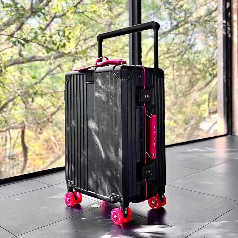 

Wide Handlebar Rolling Luggage Large Capacity Travel Aluminum Frame Trolley Suitcase with Colorful Silent Spinner Wheel TSA Lock