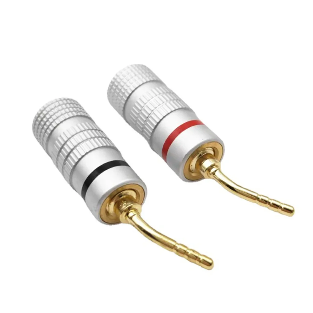 24k Gold Dual Screw Lock Speaker Connector for Speaker Wire Hifi 4mm Banana Plug Cable Wire Audio Speaker Connector