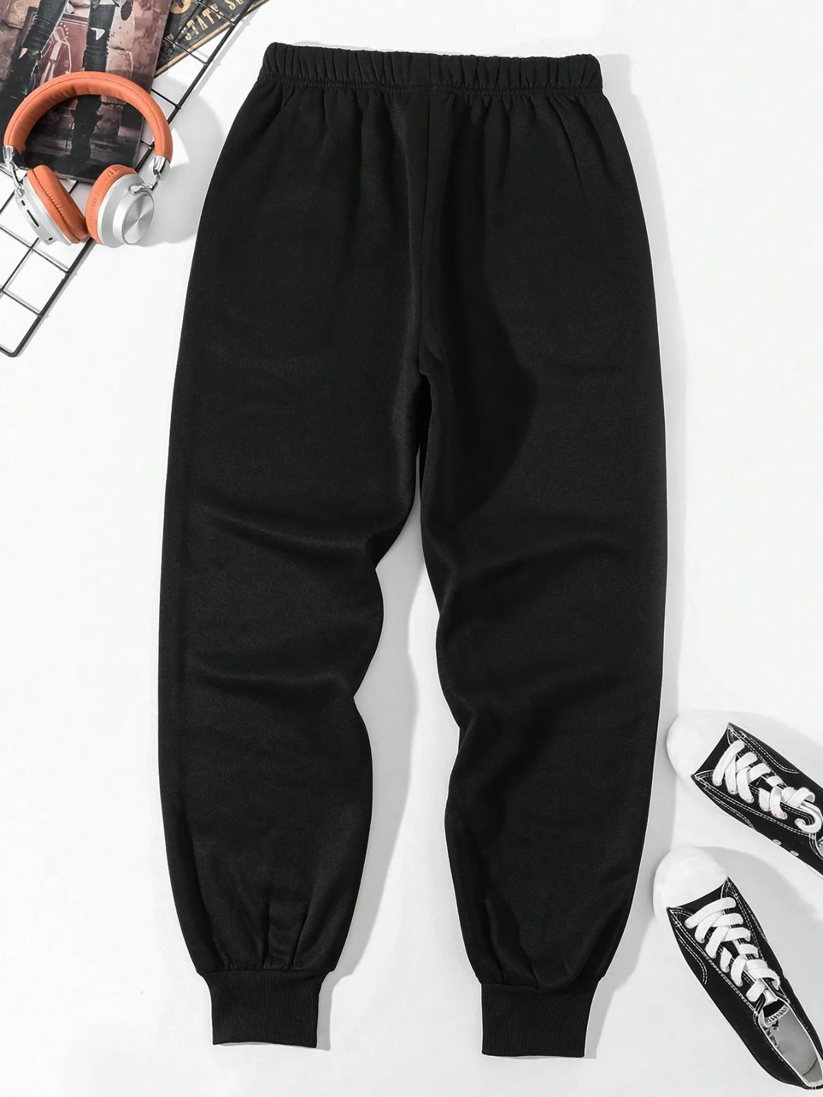 Men's Smiling Face Printed Drawstring Waist Pants for Rave Trendy Pattern Drawstring Sweatpants Casual Slightly Stretch Joggers - Image 2