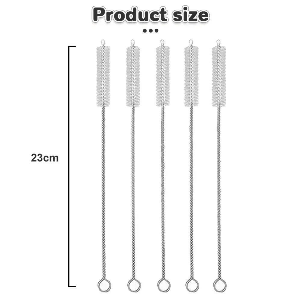 23cm Straw Cleaning Brush Stainless Steel Straw Cleaner for Tube Bottle Teapot Cup Long Handle Spiral Soft Hair Cleaning Tool