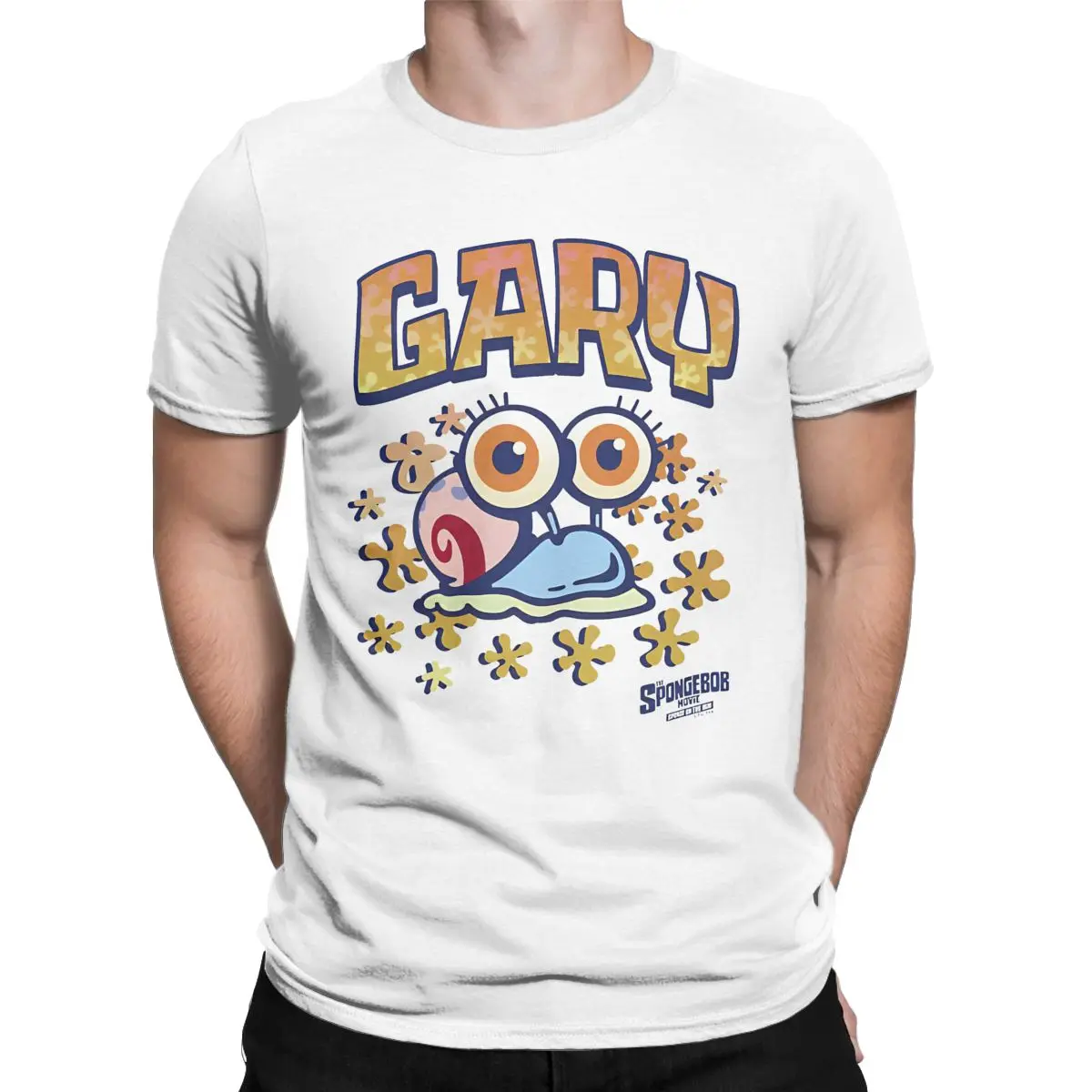 SpongeBob SquarePants Sponge On The Run Baby Gary T-Shirt for Men Vintage 100% Cotton Tee Short Sleeve T Shirt Clothes