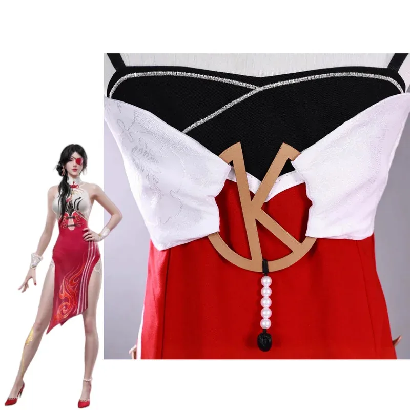 Аниме-игра Naraka: Bladepoint Valda Cui, карнавальный костюм, красное платье Cheongsam в китайском стиле, женский сексуальный карнавальный костюм для вечеринки 6;d'3,h'