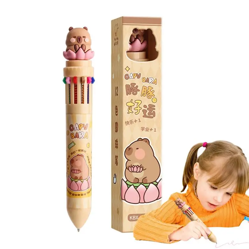 การ์ตูน Capybara 12 สีปากกาลูกลื่น 0.7 มม.หมึกเจลปากกาอุปกรณ์สํานักงานโรงเรียนเครื่องเขียนปากกาหลากสี