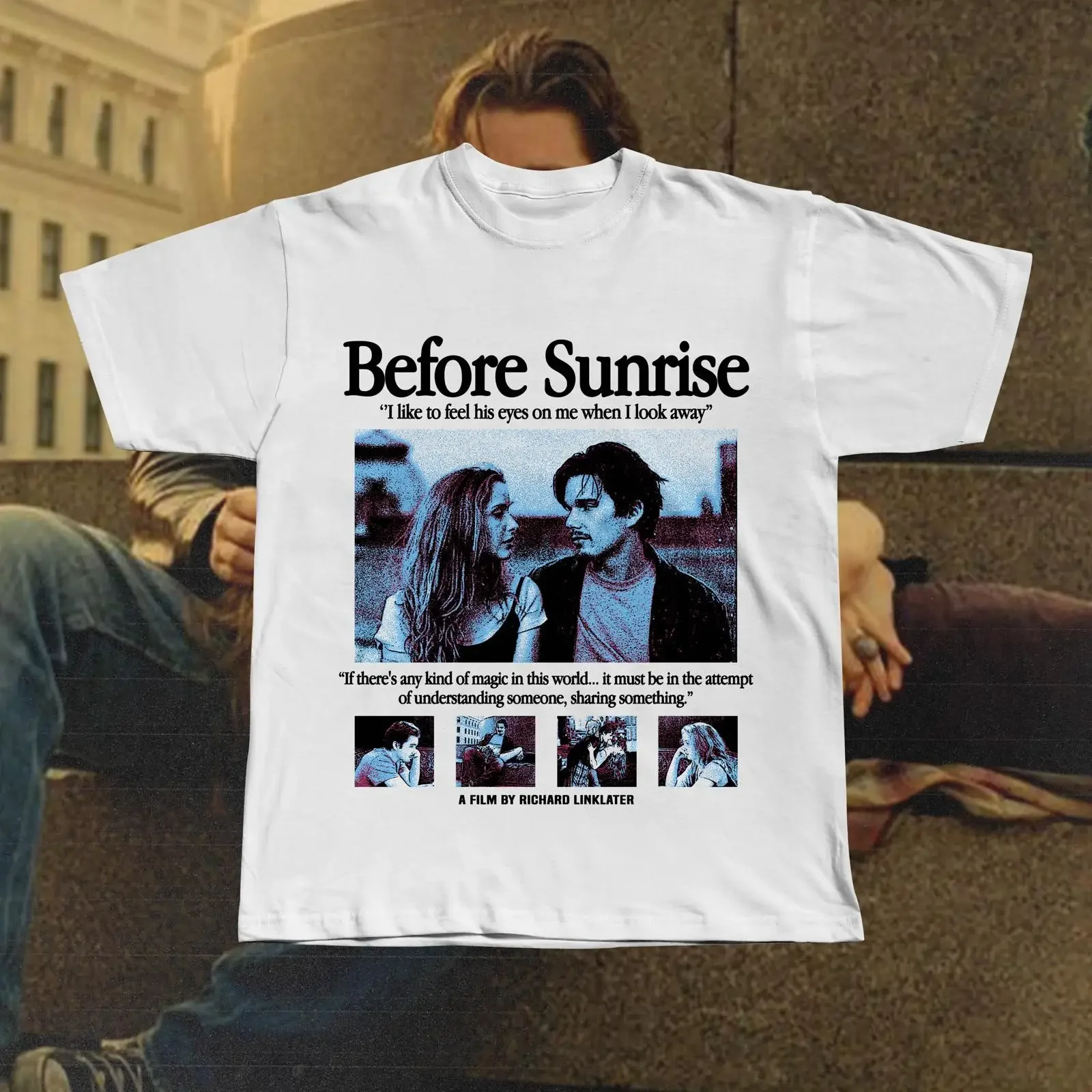 Camiseta Before Sunrise 1995, Ethan Hawke, Romance, Richard Linklater, Viena, película romántica, estilo vintage, estampado gráfico, ropa de calle