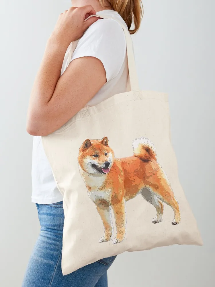 Shiba Inu Dog Art Tote Bag shopping bags foldable shopping trolley bag Customizable tote bag Canvas Tote