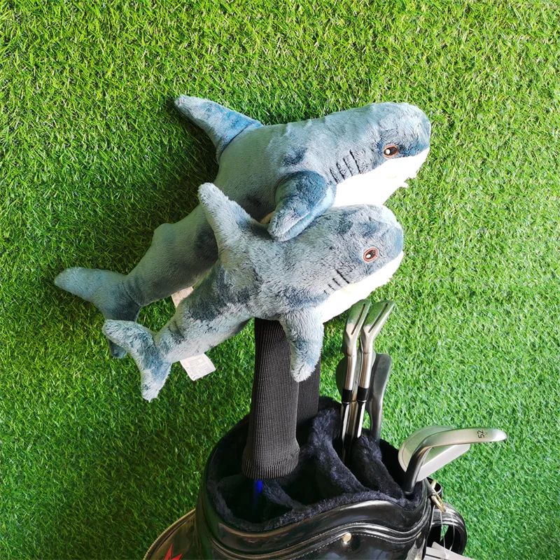 Shark golf wood headcover great plush driver wood head cover large stock Drop shipping