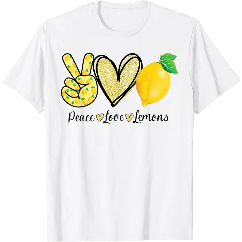 Summer Fashion Unisex Cocktail Lemon Print Cotton T-shirt and Love Lemon Farmer Cocktail Love Fruit Ladies Tee Harajuku Outfit