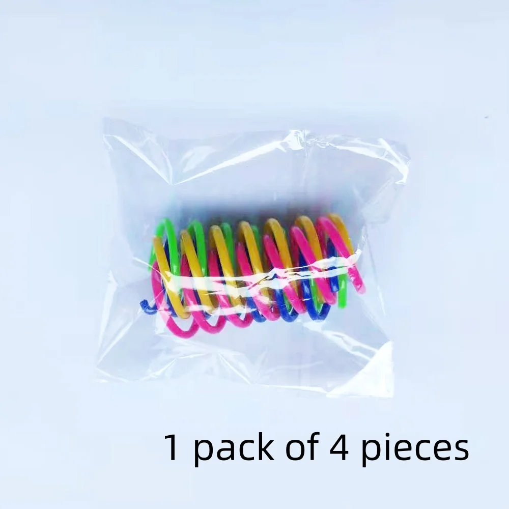 4pcs Kitten Cat Toys Wide Durable Heavy Gauge Cat Spring Toy Colorful Springs Cat Pet Toy Coil Spiral Springs Pet Intera