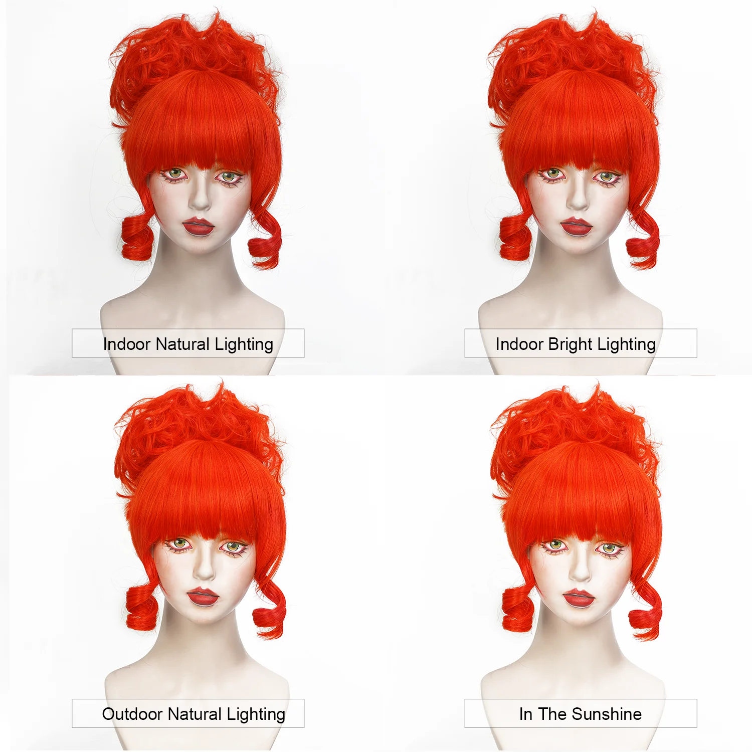 Women's Red Short Curly Bun Synthetic Wig for Cosplay Miss Argentina Wig for Girls Halloween Costume Wig