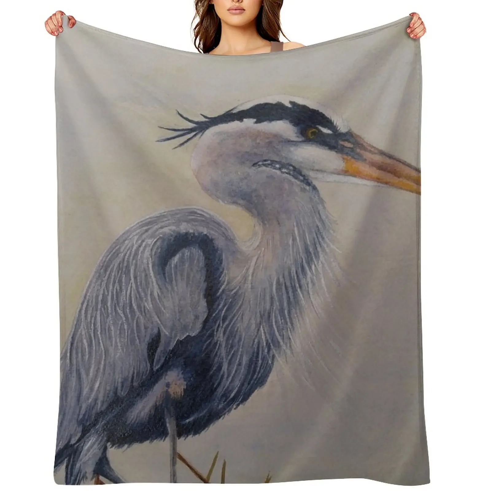 Great Blue Heron Throw Blanket Baby Soft Plaid Heavy Beautifuls Blankets