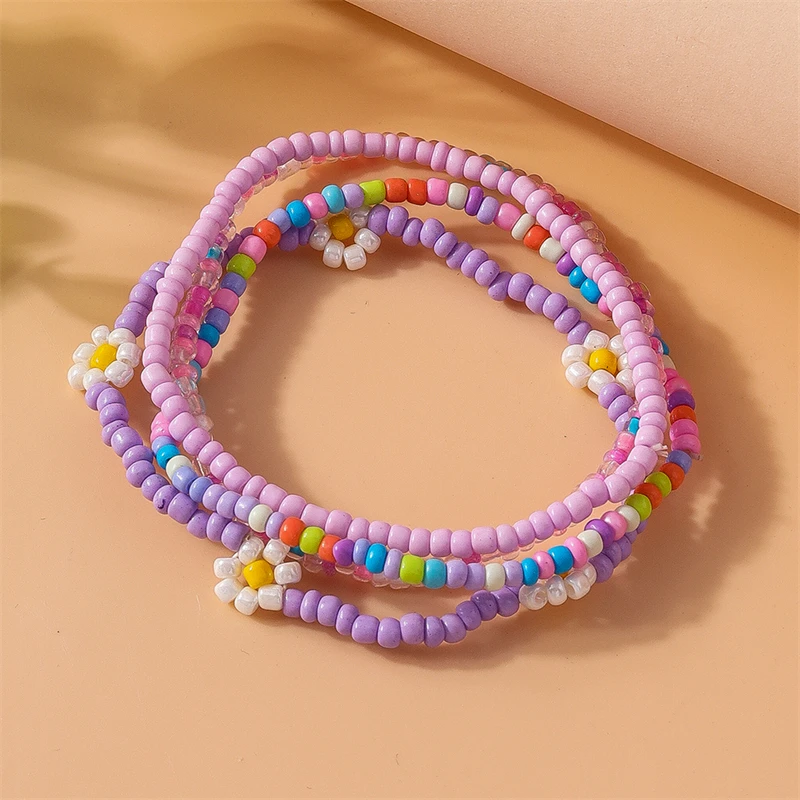 4 teile/satz böhmische handgemachte bunte perlen armbänder für frauen elastische perlen armbänder mädchen party holdiay schmuck dekoration – Detail 5