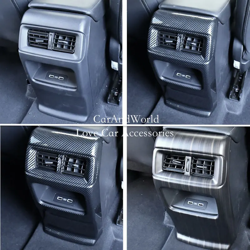 ABS ألياف الكربون الصف الخلفي تكييف الهواء منفذ تنفيس USB غطاء إطاري مقبلات الزخارف اكسسوارات السيارات لهوندا CRV CR-V 2022-2025