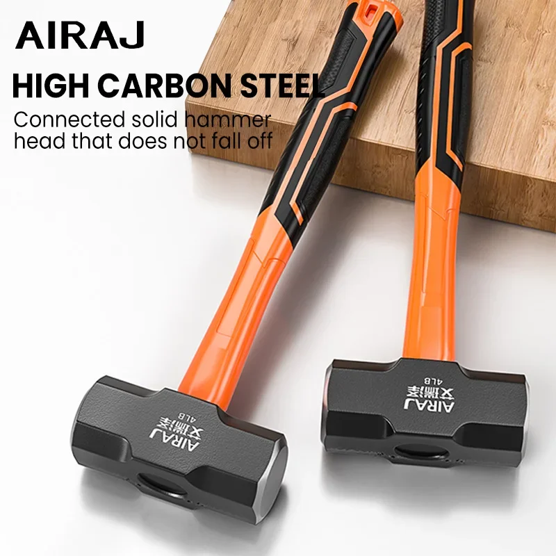 AIRAJ Octagon Hammer Heavy Wall Hammer One-Piece Heavy Hand Hammer Wall Removal Soft Handle Solid Iron Hammer Construction Tool