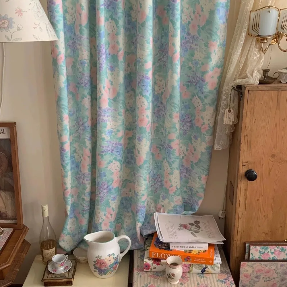 

Floral Curtains for Living Room Pastoral Printed Blackout Bedroom Sunshade Thermal Insulated Custom Size