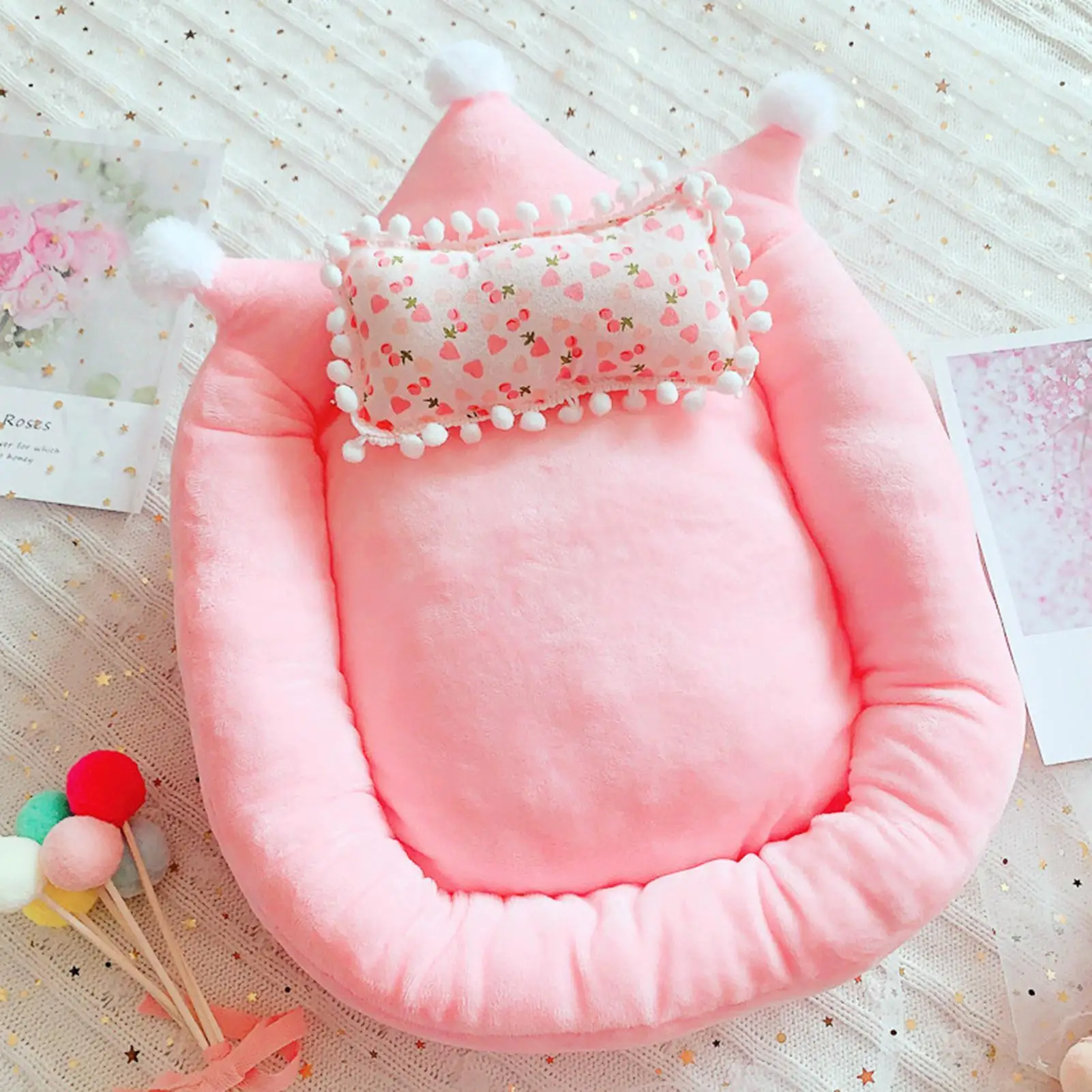 Set di accessori per biancheria da letto per bambole Simpatico letto per bambole con cuscino e coperta Gioco di ruolo Mobili decorativi Giocattolo per bambini Ragazzi Ragazze