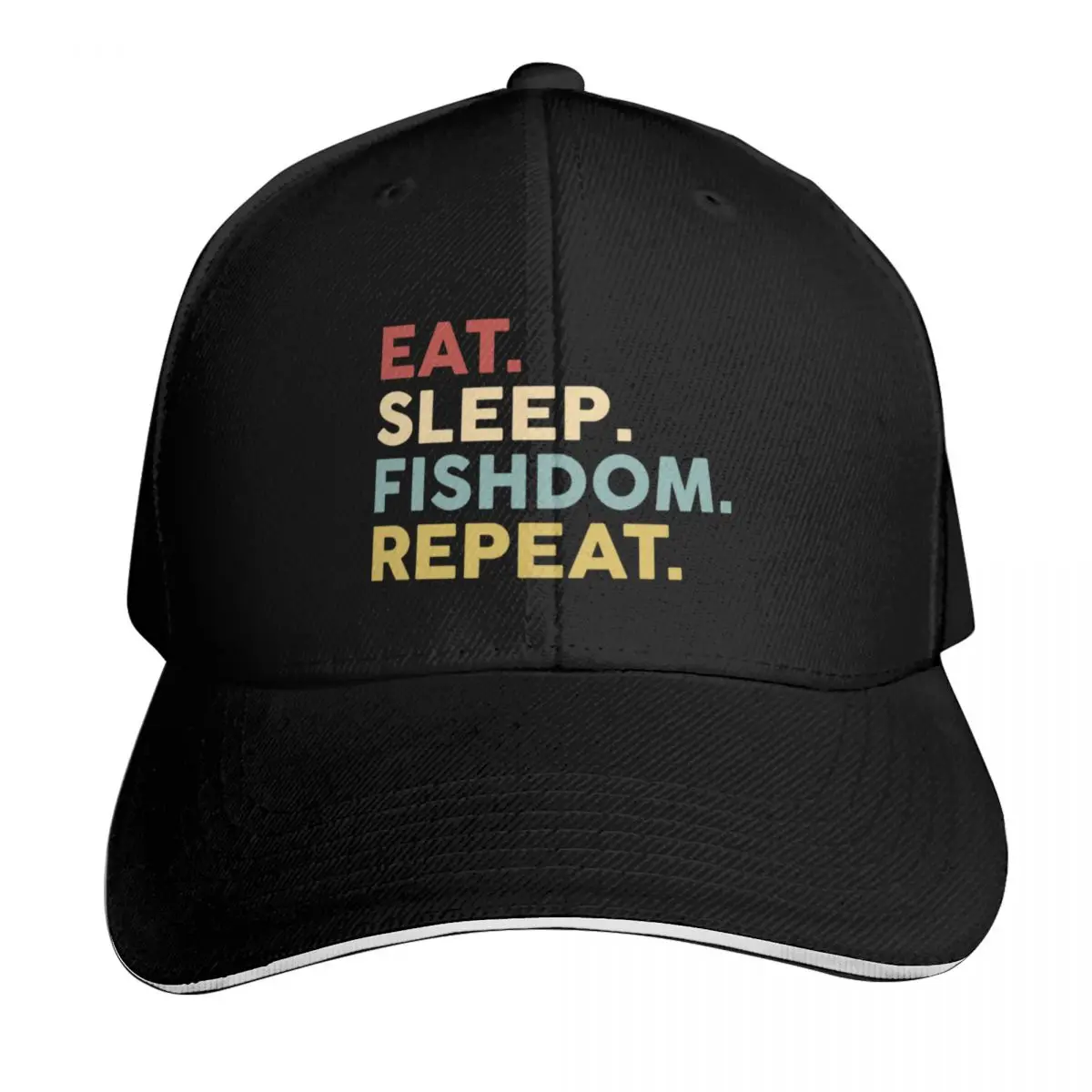 Eat sleep Fishdom repeat Baseball Cap Breathable Mesh Back Adjustable Buckle Closure Moisture Wicking Quick Dry