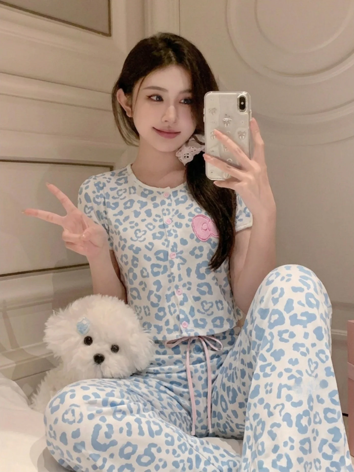 vetements-de-nuit-a-imprime-leopard-bleu-pour-femmes-ensemble-de-vetements-d'ete-mignons-a-manches-courtes-et-pantalons-longs-peut-etre-porte-a-l'exterieur-marque-gpjp