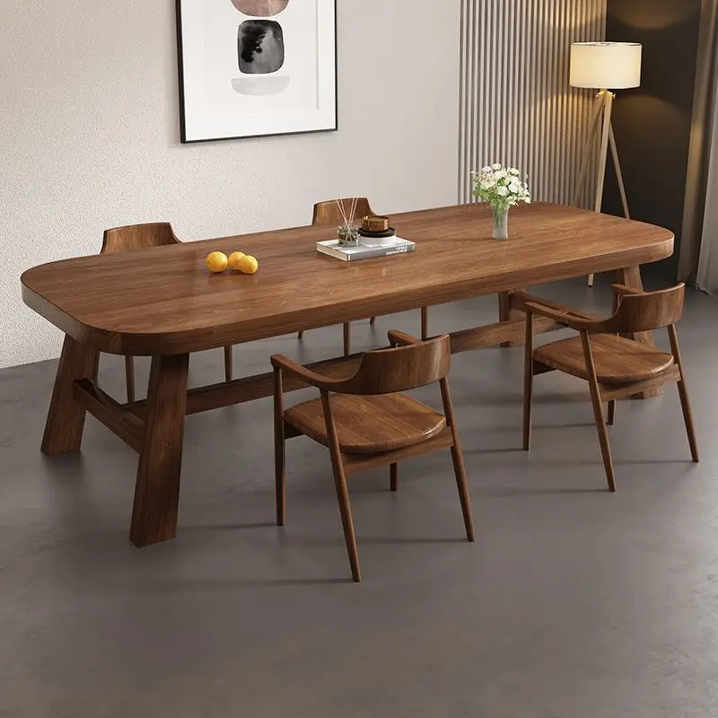 جميع طاولات الطعام المصنوعة من الخشب الصلب والكراسي ومطعم منزلي على الطراز القديم بسيط #4