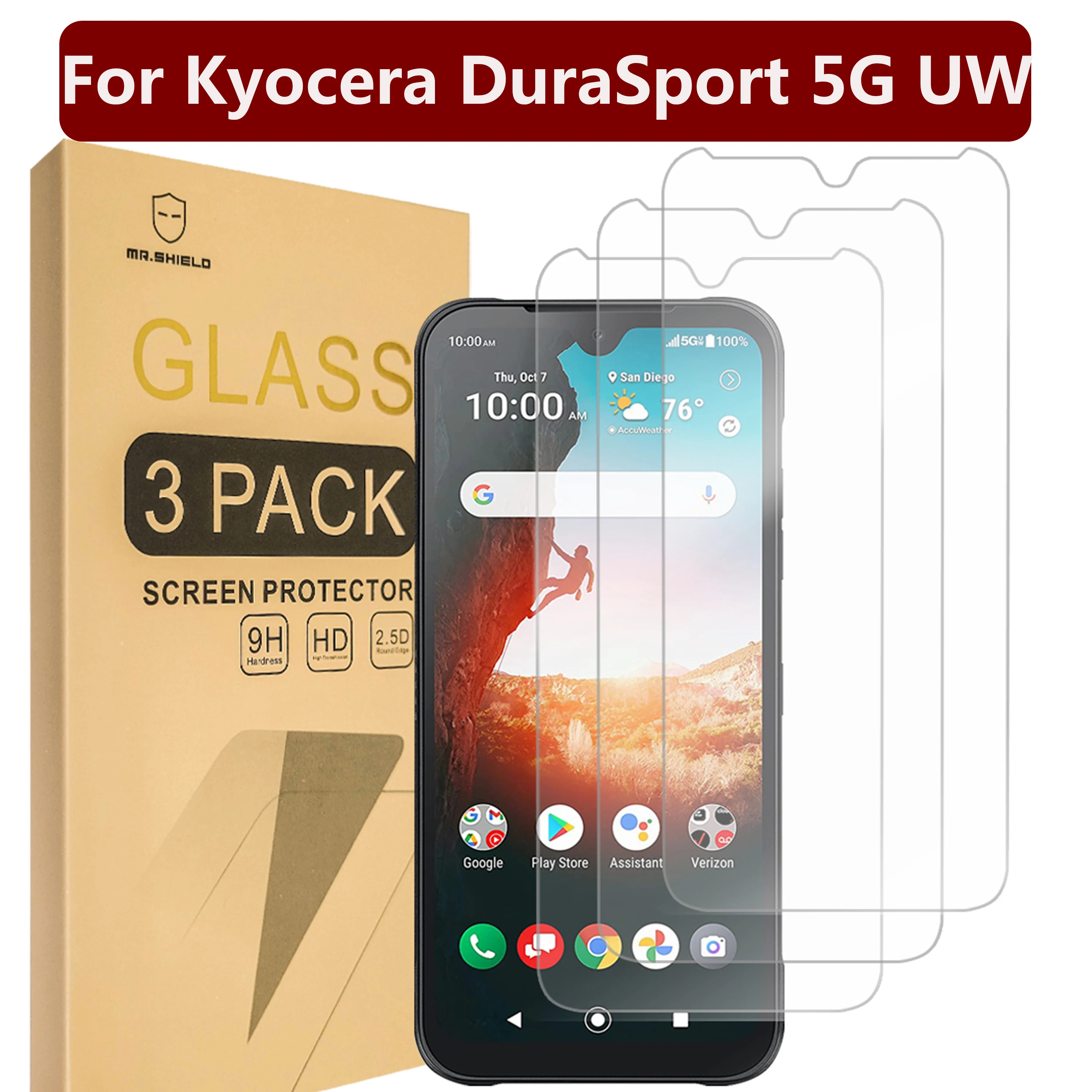 Mr.Shield [3-Pack] Screen Protector For Kyocera DuraSport 5G UW [Tempered Glass] [Japan Glass with 9H Hardness]