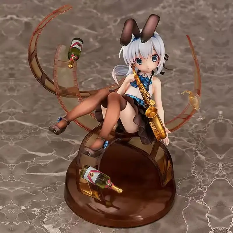 

New 17cm Chino Kafuu Figure Is The Order A Rabbit Saxophone Scene Anime Statue Rabbit Ear Collectible Model Anime Merchandise