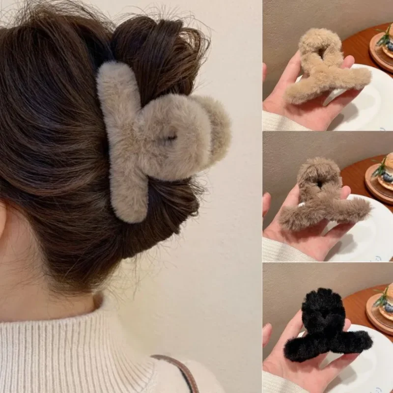 

Plush Women Hair Claw Winter Faux Fur Hair Clip Barrettes Acrylic Hairpins Ponytail Hairgrip Girls Hair Accessories Headwear