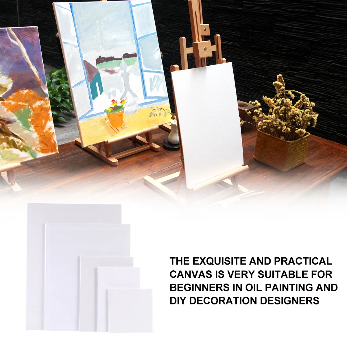 

10Pcs Pure Cotton Square Oil Painting Canvas Boards Premium Texture Art Canvas for Artists Beginners Oil Painting Board