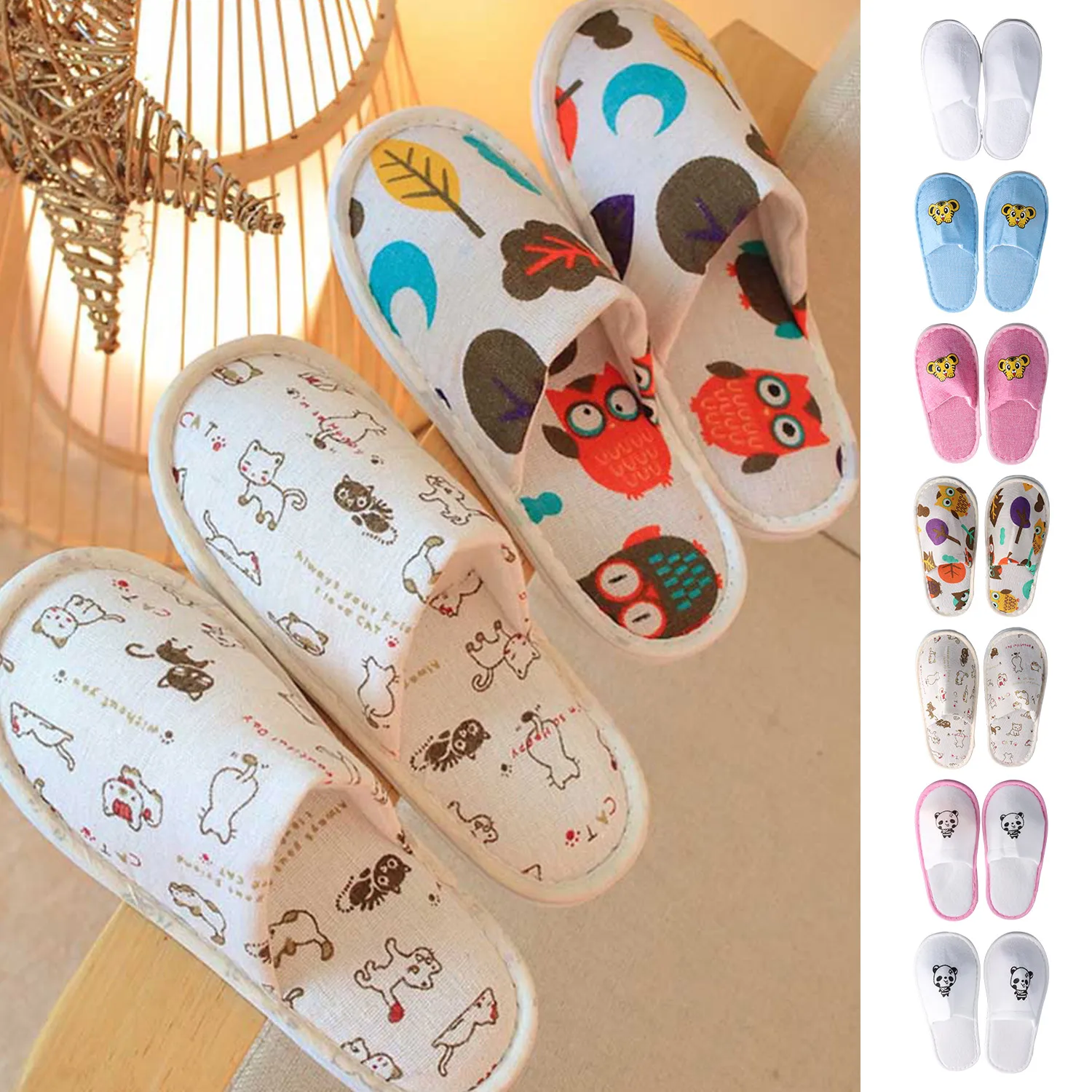 1 Pair  Disposable Slippers Hotel Travel Slipper Children Color Flip Flop Non-slip Shoes Guest Slippers Bedroom Home Shoes