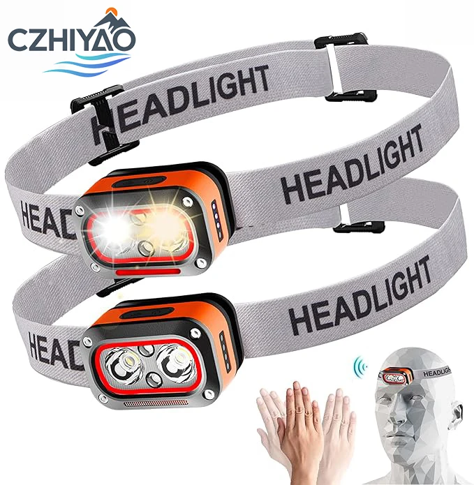 

CZHIYAO Rechargeable Ultra Bright Headlamp - Waterproof Motion Sensor LED Light For Running Fishing Hiking Camping Adventures