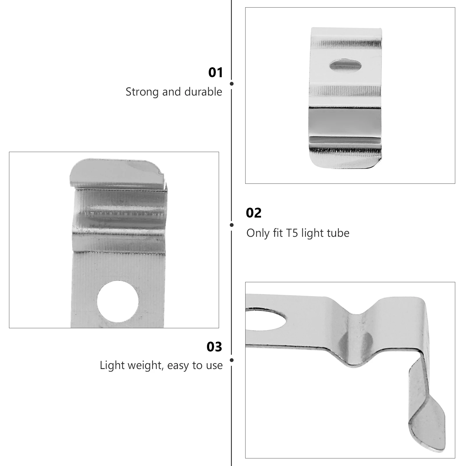 

100pcs LED Tube Holders Manganese Steel U Clips Brackets for Light Tube Mounting Indoor Outdoor Easy Install Durable
