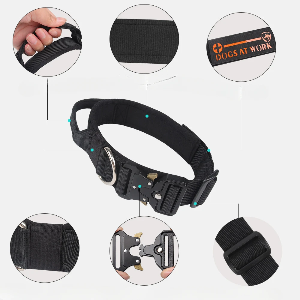 طوق حيوان أليف متين قابل للتعديل من النايلون ، رصاص كلب كبير ، أطواق مشي وتدريب خارجية ، مستلزمات بيتبول ولابرادور