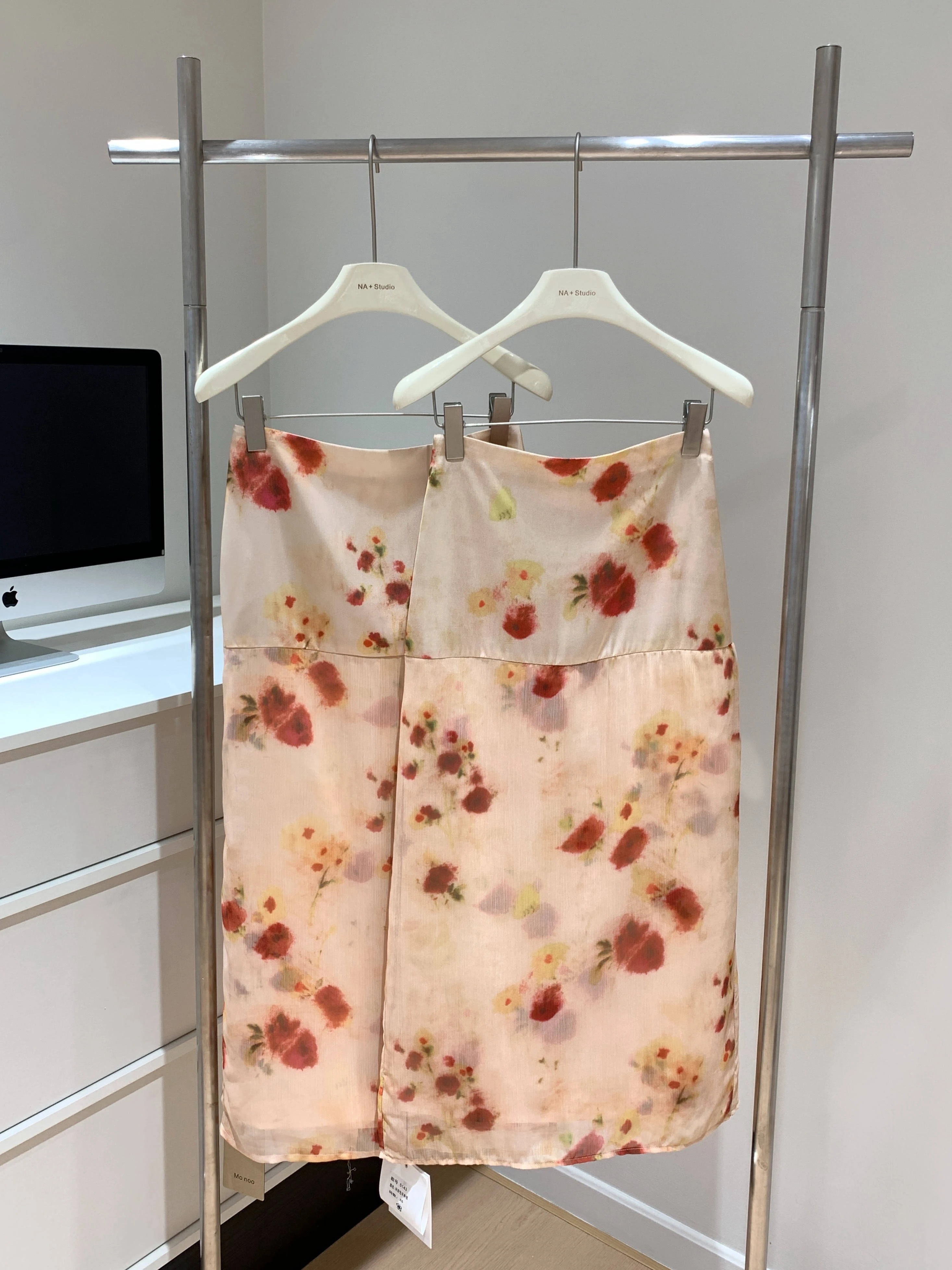 

Women's Summer Elegant Floral Patchwork Long Skirt Lady High Waist Slim Back Split Straight Skirt