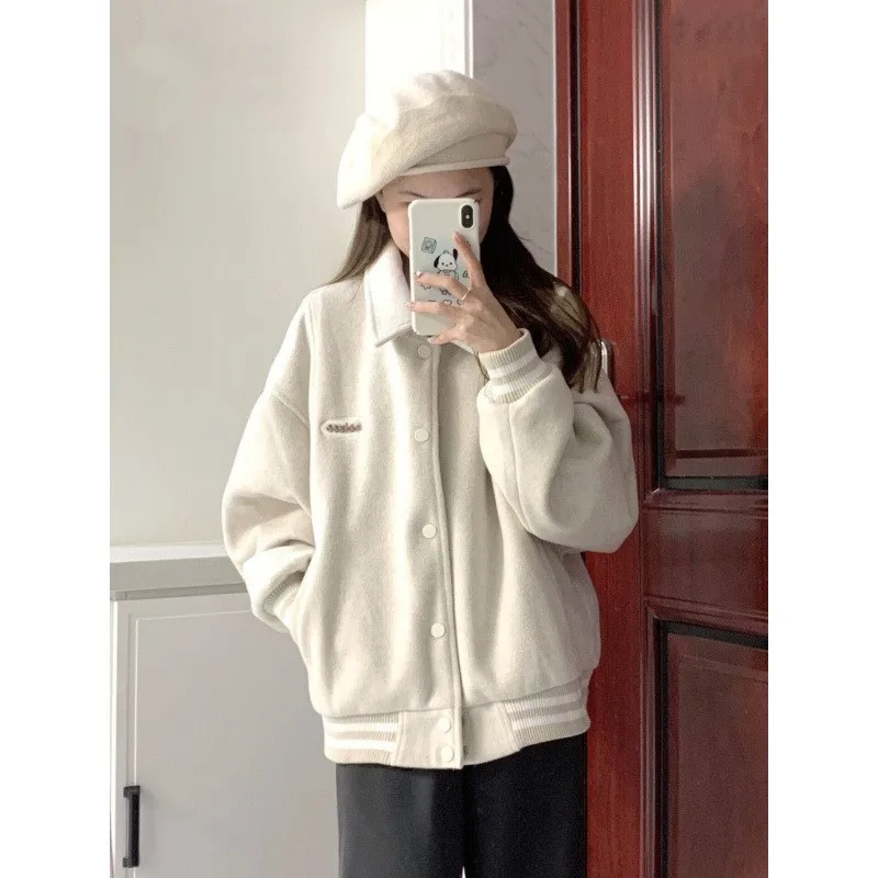 Honkbaljassen Gym Dames Winter Verdikte Patch Borduren Outdoor Soft-Shell Overjassen Zip-Up Varsity Trendy Hechting Oversize