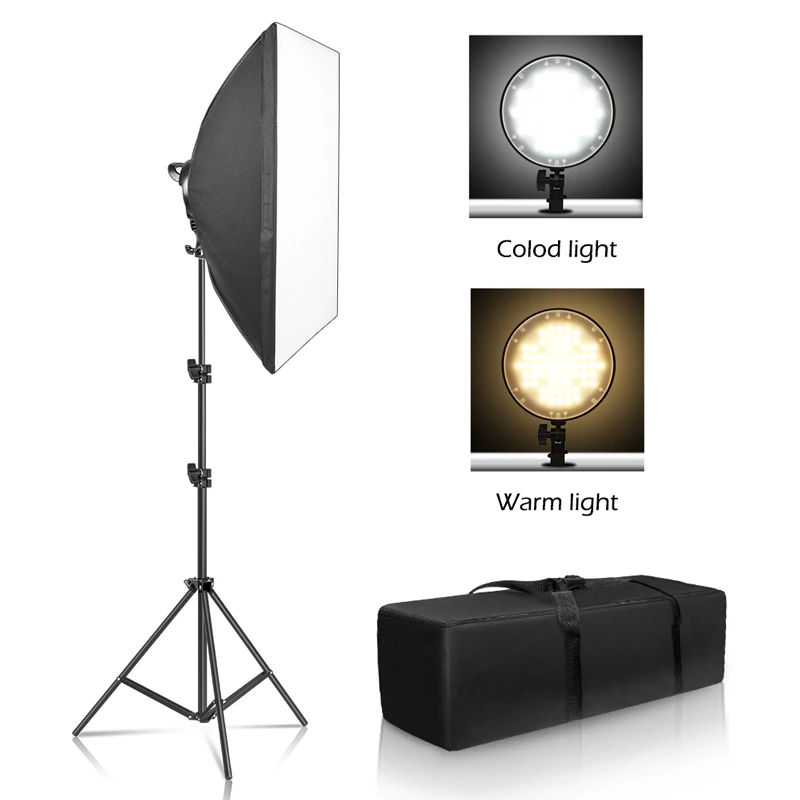 One Piece Softbox Lighting Kit 45W 2 Color Free Adjustable LED Continuous Light Box With 2M Tripiod  For Photo Studio Video