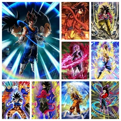 Kits de pintura de diamantes DIY, mosaico bordado de punto de cruz, Anime Dragon b-ball, Goku, Vegeta, arte para decoración del hogar, regalo para niños, nuevo 2024