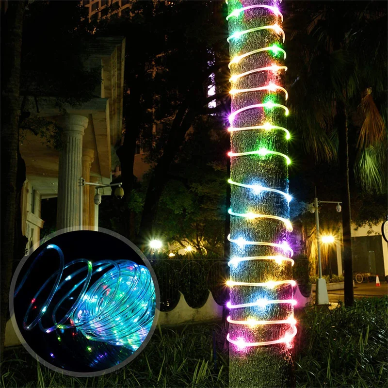 

Outdoor Waterproof Solar LED Rope String Lights 8 Modes Hose Tube Lighting Garden Terrace Wedding Party Fence Tree House Decor