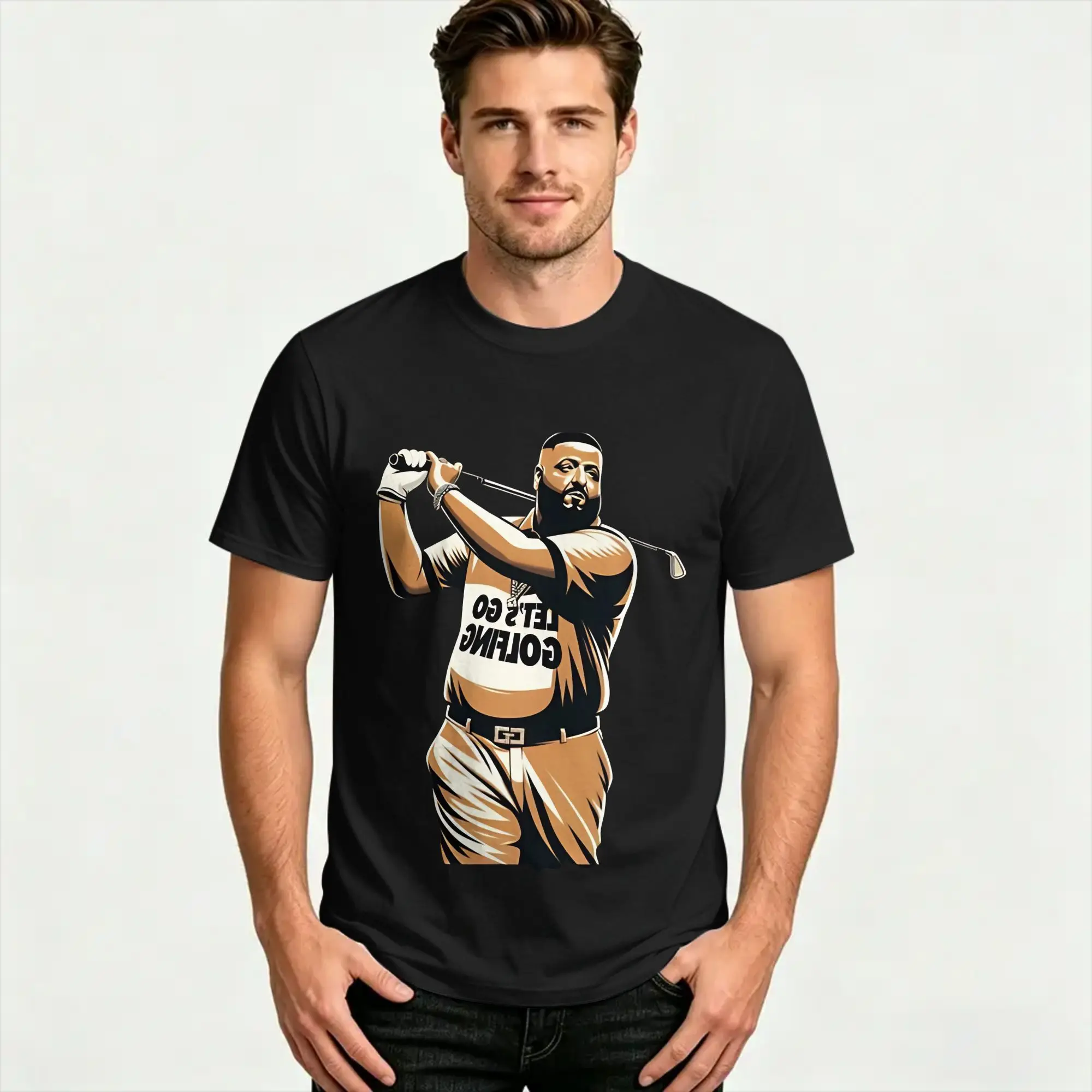 DJ Khaled Let's Go Golfing  T-Shirt Summer  Cotton T Shirts For Mens Casual Tee Shirt Short Sleeve Streetwear Top Tees