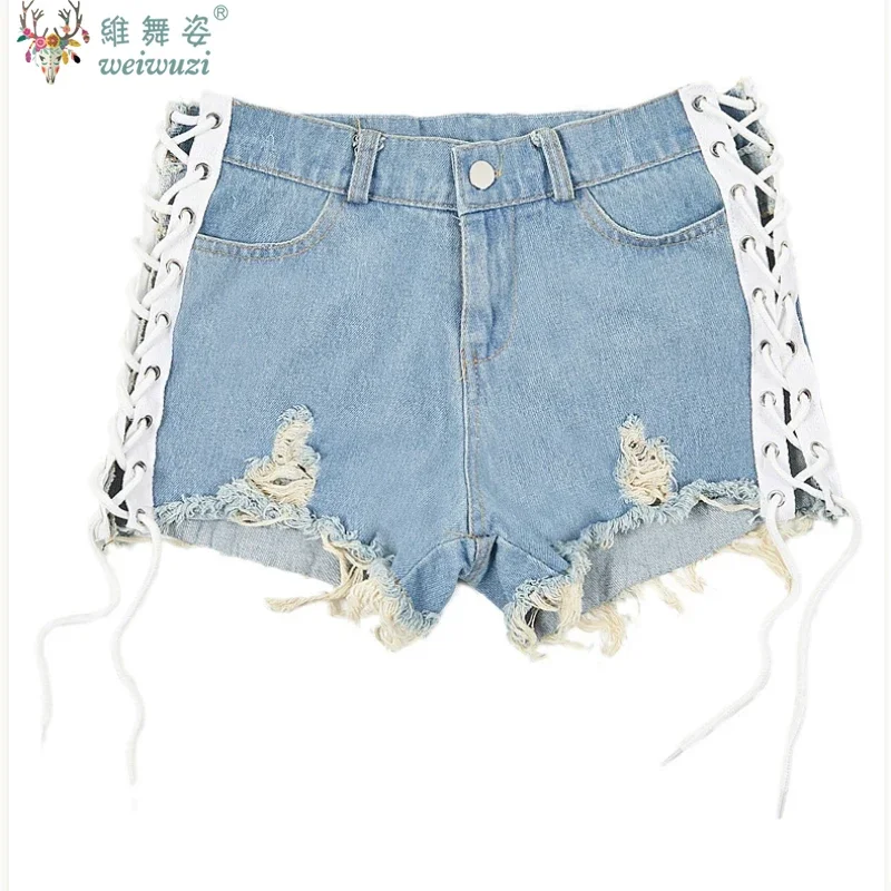 Women's Jeans Lace Up Hollow-out Beach Party Denim Shorts Y2k Sexy Nightclub DJ Pole Dance DS LowWaist Shorts Slim Fit Hot Pants - Image 6