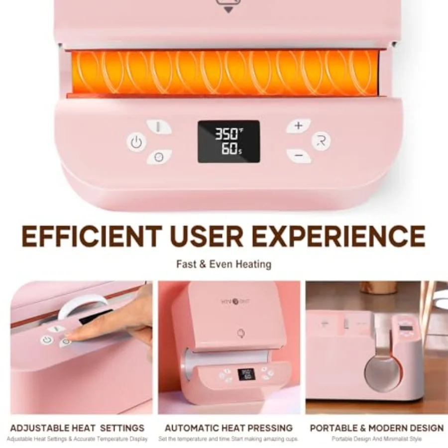Hat Press Machine + Auto Tumbler Heat Press Machine -Heat Up Fast and Even- Intuitive Display Screen- Flexible Temperat