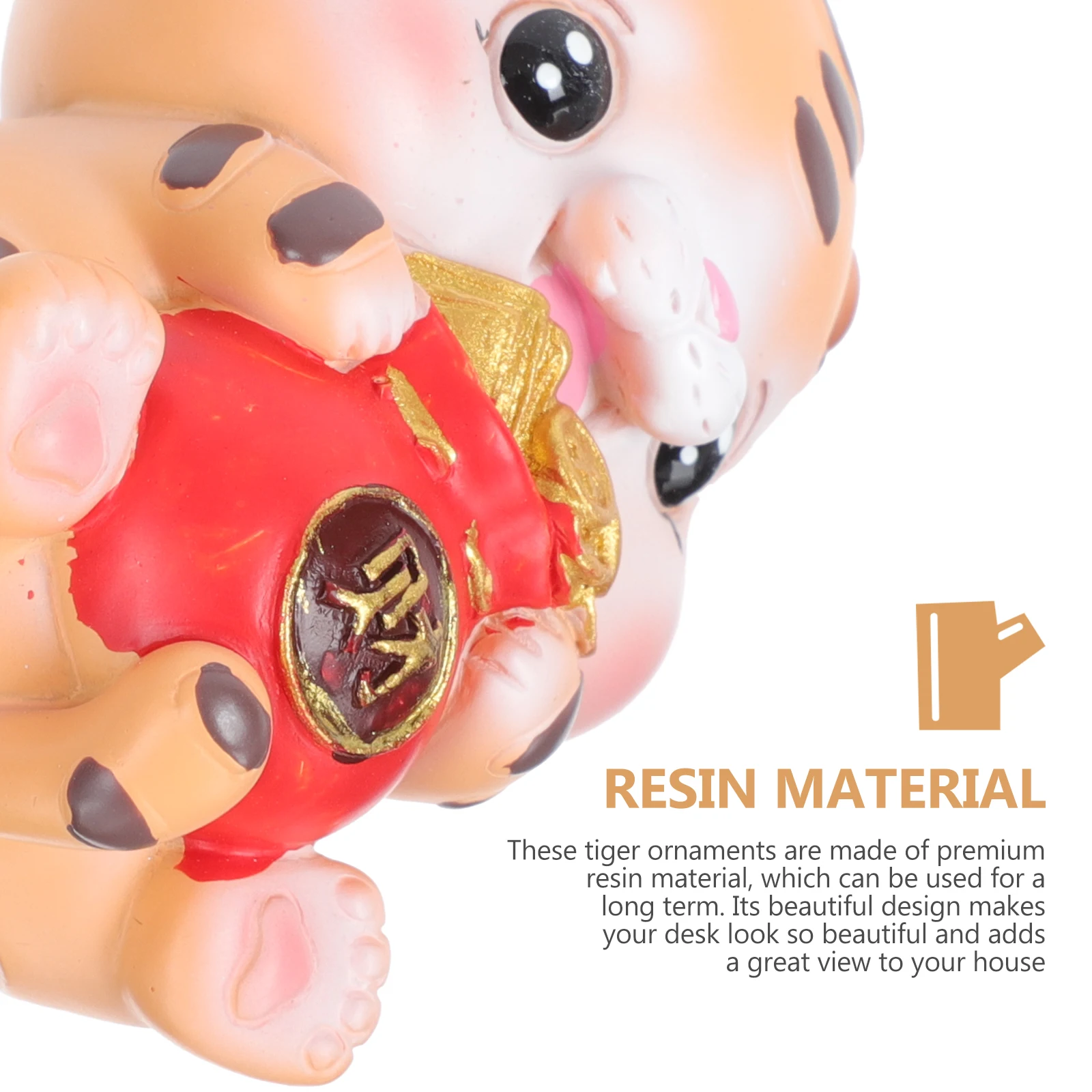 

2pcs Resin Tiger Ornament Small Home Decor Desktop Adorable Adornments Spring Festival Zodiac Decor Blessing Tiger New Year Gift