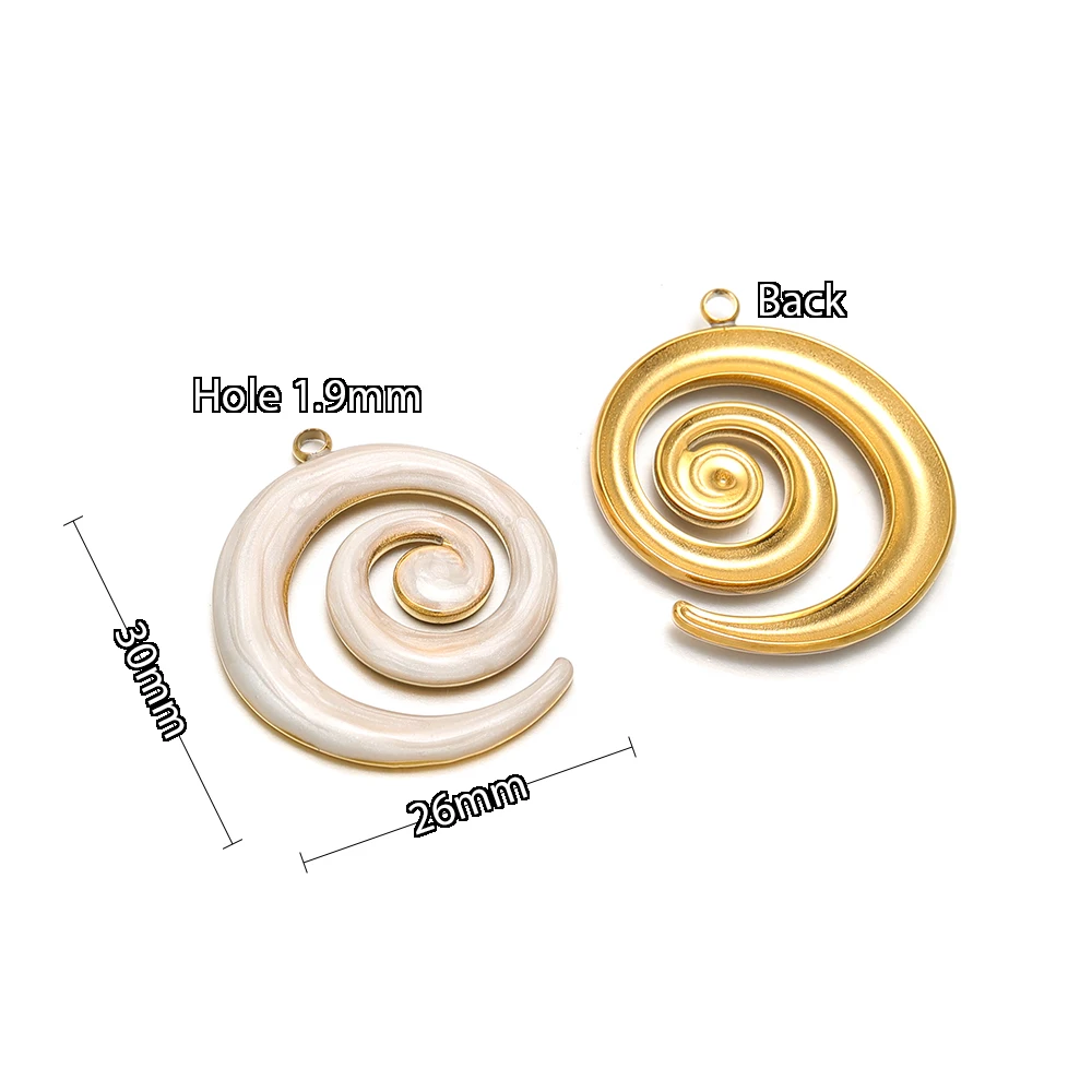5 Stück Edelstahl PVD Goldfarben Anhänger Emaille Spiral Charms für DIY Schmuck, Halsketten, Ohrringe, Armbänder und Accessoires – Detail 4