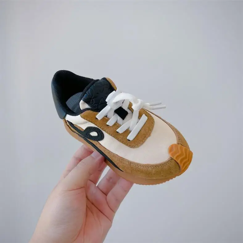 2024 Spring New Children's Shoes Boys' Soft Sole Comfortable Casual Shoes Korean Fashion Girls' Sneakers Khaki White Black