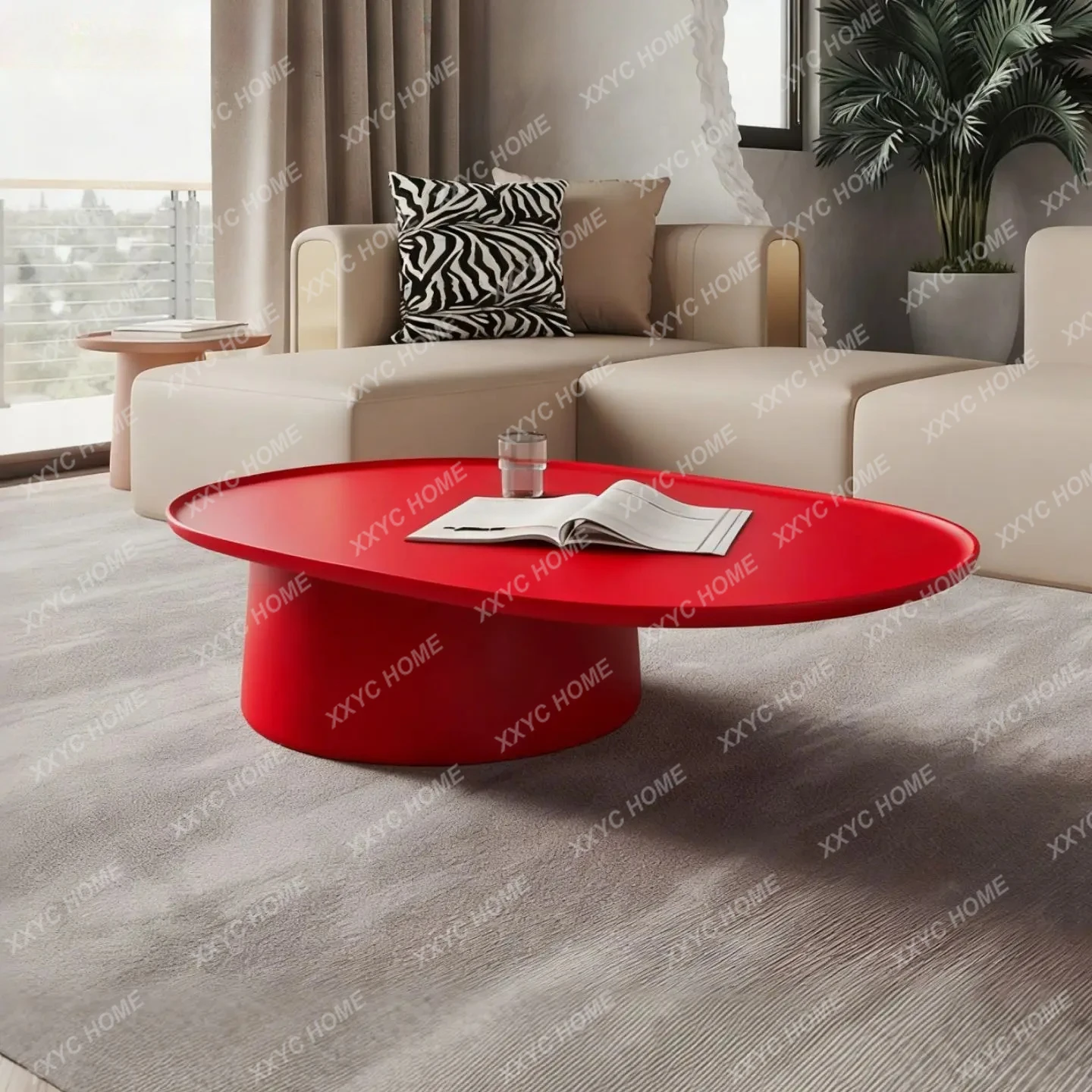 LXInternet celebrity paint modern simple living room oval tea table combination